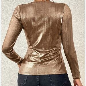 Express Shimmering Broze Long Sleeve Top